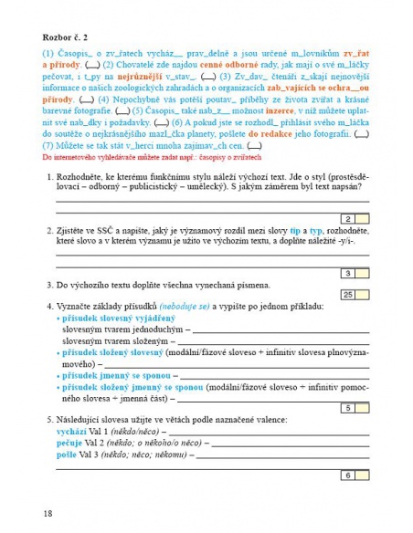 Český jazyk 9 - 3.díl - Pracovní sešit - Přehledy, tabulky