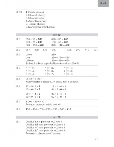 Klíč s výsledky úloh k pracovním sešitům Matematika 3  -