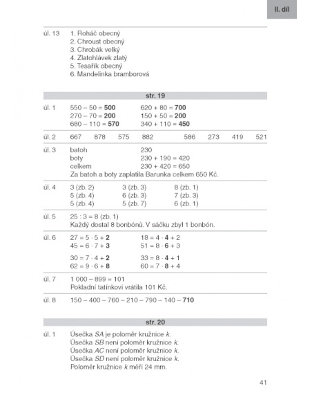 Klíč s výsledky úloh k pracovním sešitům Matematika 3  -