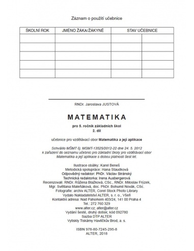 Matematika pro 5. ročník, 2. díl Alter - učebnice do školy Matematika pro 5. ročník, 2. díl Alter - učebnice do školy