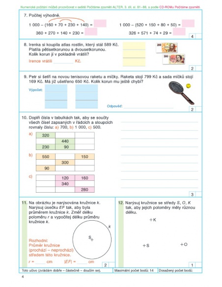Pracovní sešit k Matematice 3 - 2.díl  - učebnice do školy Pracovní sešit k Matematice 3 - 2.díl  - učebnice do školy