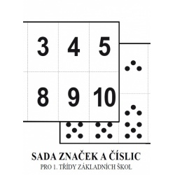 Soubor značek a číslic  - učebnice do školy
