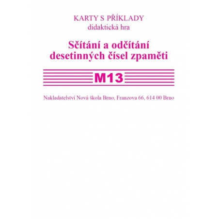 Sada kartiček M13 - Sčítání a odčítání desetinných čísel