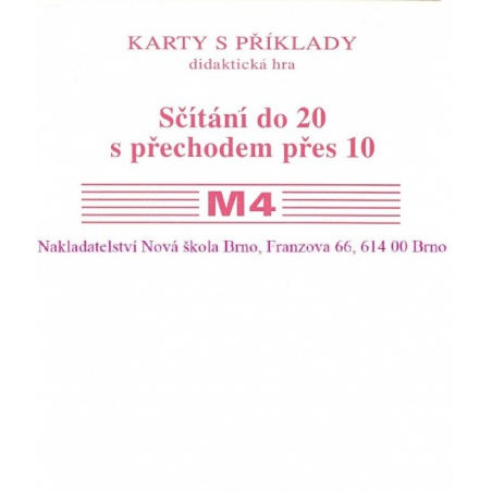 Sada kartiček M4 - Sčítání do 20 s přechodem přes 10  - Sada kartiček M4 - Sčítání do 20 s přechodem přes 10  -