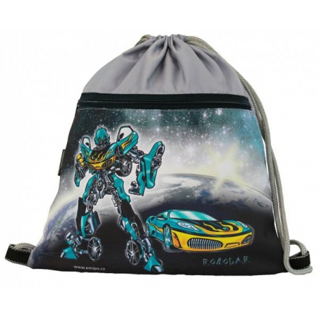 Sáček na cvičky Robocar (velký s kapsou na zip)