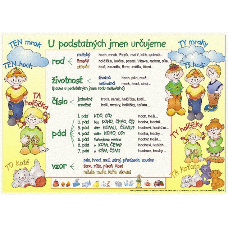 U podstatných jmen určujeme - Výjimky u podstatných jmen (karta s přehledem učiva)