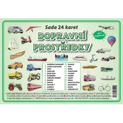 Sada 24 karet dopravní prostředky  - učebnice do školy